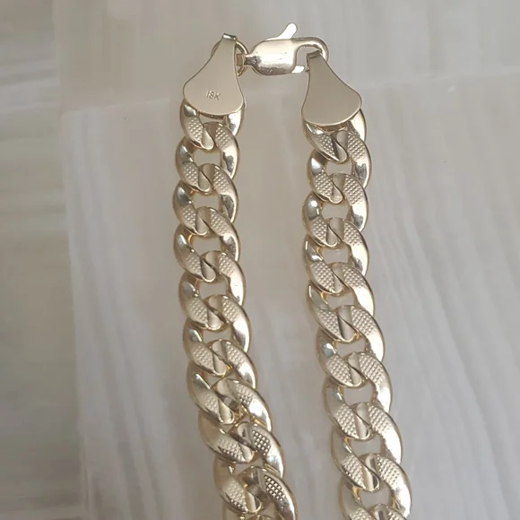 NEW| Stamped 18K Gold Cuban Link Chain Necklace 8mm 24" - Picture 7 of 7